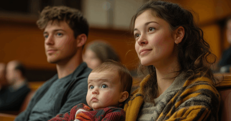 Woman with a baby on her lap