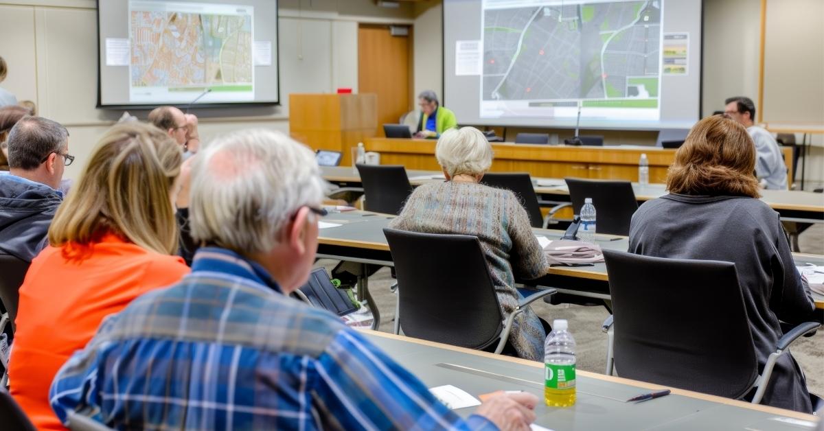 People attending a public meeting
